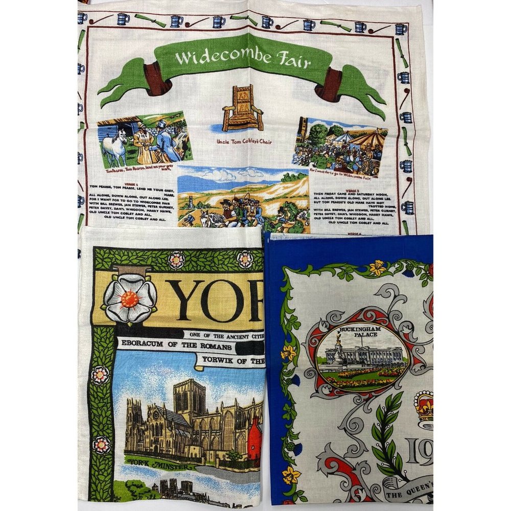 LOT of 3 Vintage Lamont Irish Linen Kitchen Towels